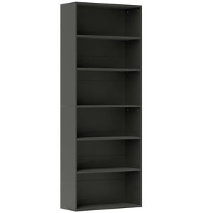 HOMCOM Bibliotecă raft de depozitare 6 niveluri cu rafturi reglabile pentru living, dormitor, birou, 60x24x158, 5cm, negru | Aosom Romania imagine