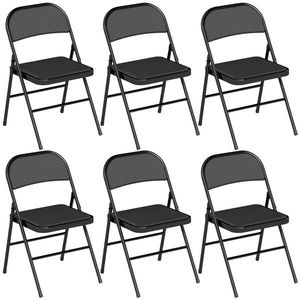 HOMCOM Set de 2 scaune pliante, scaune de birou portabile, picioare din oțel, scaun pliant pentru birou, recepție, sala de așteptare, piele ecologică, negru | Aosom Romania imagine