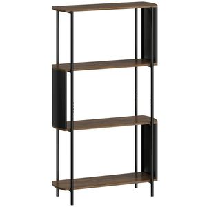 HOMCOM Raft cu 4 niveluri, raft independent cu design curbat, raft industrial pentru cărți, aspect lemn maro | Aosom Romania imagine