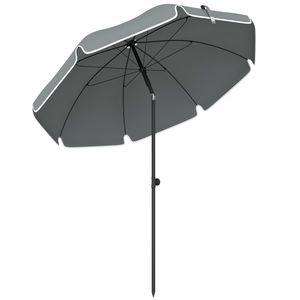 Outsunny Umbrelă de Plajă Inclinabilă cu Ancoră pentru Nisip și Geantă de Transport, Ø150x185 cm, Gri Închis | Aosom Romania imagine