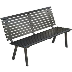 Outsunny Bancă de grădină 3 locuri, rezistentă la intemperii, metal, bancă pentru exterior cu șezut lat, design cu lamele, până la 240 kg 154 x 68 x 88 cm | Aosom Romania imagine