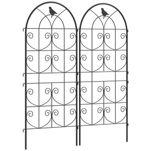 Outsunny Suport pentru plante agățătoare cu modele de păsări set de 2 spalieri de grădină pentru legume viță flori metal 50 x 120 cm negru | Aosom Romania imagine
