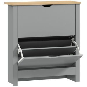 HOMCOM Dulap pentru încălțăminte 12 perechi, dulap îngust cu 2 sertare rabatabile și polițe reglabile, gri deschis | Aosom Romania imagine