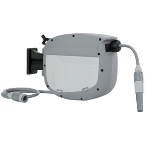 Outsunny Bobină furtun retractabil 10+1 m cu duză 2 moduri blocare automată și retragere controlată suport gri | Aosom Romania imagine