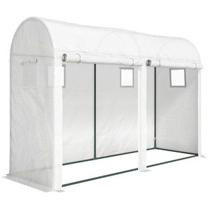 Outsunny Seră de Grădină, Seră Mică pentru Balcon cu Prelată PE și Cadru din Oțel, Uși și Ferestre Rulante 300 x 100 x 200 cm alb | Aosom Romania imagine