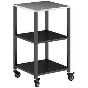 Outsunny Cărucior pentru grătar 3-etaje masă pentru grătar cu suprafață din oțel inoxidabil, roți, cărucior mobil de servire 50 x 50 x 90 cm Negru | Aosom Romania imagine