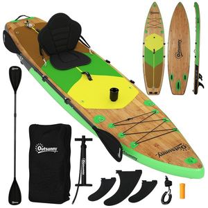 Outsunny Placă Paddle Surf Gonflabilă SUP Extra Lungă de 335 cm cu Scaun Vâslă Convertibilă Aripioare Pompă și Rucsac Capacitate 180 kg | Aosom Romania imagine