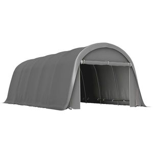 Outsunny Carport cort garaj 3, 6 x 7, 2 m adăpost exterior pentru mașină cort de depozitare cu pereți laterali detașabili, gri închis | Aosom Romania imagine