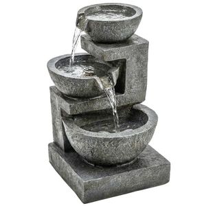 Outsunny Fântână în 3 trepte Fântână de grădină cu iluminare LED și pompă, aspect piatră, reglabilă 40 x 37 x 61 cm | Aosom Romania imagine