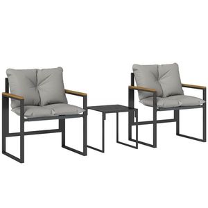 Outsunny Set bistro pentru 2 persoane, set bistro de grădină 3 piese cu cadru metalic și perne groase | Aosom Romania imagine