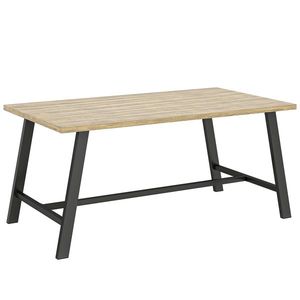 Outsunny Masă de cafea pentru exterior, masă laterală metalică dreptunghiulară cu blat cu aspect de lemn, 100 x 55 cm, Maro | Aosom Romania imagine