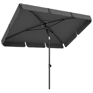 Outsunny Umbrelă de soare dreptunghiulară umbrelă pentru balcon cu înclinare în 3 trepte, mecanism cu manivelă, umbrelă de plajă cu 8 spițe 183x122x222 cm Gri închis | Aosom Romania imagine