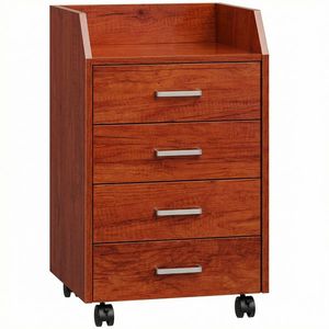 Vinsetto Comodă de birou pe roți Comodă de birou cu 4 sertare Archivator mobil pentru studiu 40x36x65 cm Maro | Aosom Romania imagine