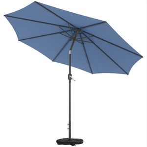 Outsunny Umbrelă de soare Ø295 cm, UV 30+ umbrelă rotundă pentru balcon, umbrelă de plajă, umbrelă de piață pentru plajă balcon grădină, Albastru | Aosom Romania imagine