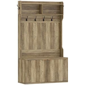HOMCOM Cuier pantofar 4 în 1 Cuier modern cu raft deschis pentru hol intrare dormitor 100x38x172 cm Stejar | Aosom Romania imagine