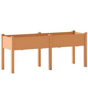 Outsunny Pat de grădină urban ridicat din lemn 184x59x76, 5 cm cu 6 orificii de drenaj pentru cultivare plante flori Maro | Aosom Romania imagine