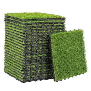 Outsunny Gazon sintetic din 22 piese Covor gazon artificial 30x30 cm cu înălțimea ierbii 25 mm drenaj automat verde | Aosom Romania imagine