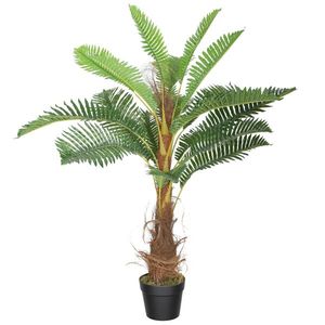 HOMCOM Palmier Artificial palmier 100 cm cu 21 frunze din PEVA, plantă decorativă cu ghiveci din plastic, verde | Aosom Romania imagine
