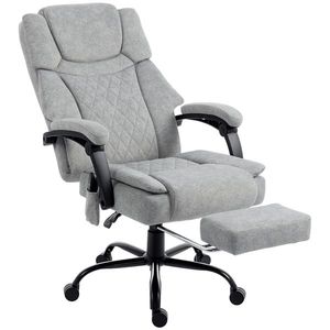 HOMCOM Scaun de birou cu spătar înalt și masaj, cu vibrații, funcție de încălzire, spătar reglabil, suport pentru picioare, telecomandă, gri | Aosom Romania imagine