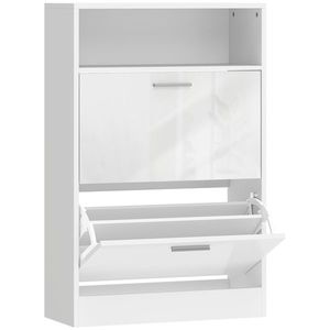 HOMCOM Dulap pentru încălțăminte 8 perechi, dulap, 2 sertare rabatabile, rafturi reglabile și compartiment, alb | Aosom Romania imagine