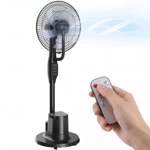 HOMCOM Ventilator cu brumizare silențios 90W pe stativ 128cm oscilație 70° 3 viteze 3 moduri temporizator negru | Aosom Romania imagine