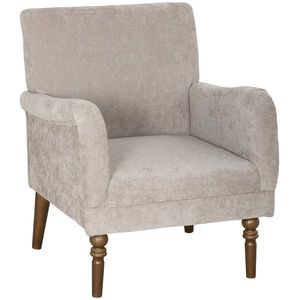 HOMCOM Fotoliu de salon, 1 loc cu spătar înalt, cotiere, șezut lat, picioare din lemn de hevea, material cu aspect de in, gri | Aosom Romania imagine