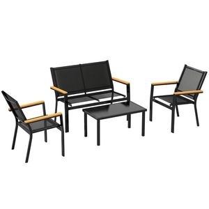 Outsunny Set Mobilier Exterior, Rezistent la Rugină, 4 Piese, Negru | Aosom Romania imagine