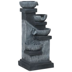 Outsunny Fântână de grădină în cascadă, energie solară, fântână de apă 4 niveluri cu lumini LED, rășină, 38 x 36 x 85 cm, gri | Aosom Romania imagine
