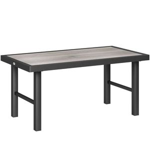 Outsunny Masă joasă de grădină dreptunghiulară masă de grădină cu blat SPC cu efect lemn din metal, 100 x 52 x 46 cm, negru | Aosom Romania imagine