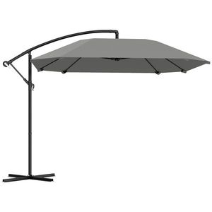 Outsunny Umbrelă laterală 3 m, umbrelă de grădină exterioară înclinabilă, bază, manivelă, țesătură poliester 180 g/m², Gri închis | Aosom Romania imagine