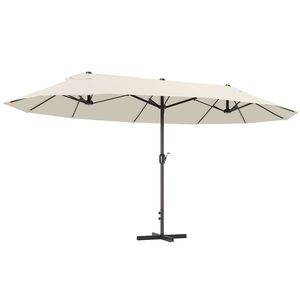 Outsunny Umbrelă de grădină XXL cu picior în cruce umbrelă mărime mare 4, 6L x 2, 7l x 2, 4H cm oțel poliester crem | Aosom Romania imagine