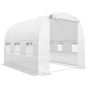 Outsunny Seră aprox. 2, 7 x 2 x 2 m cu rafturi, ușă rulabilă cu fermoar, 6 ferestre cu plasă, tije de susținere | Aosom Romania imagine