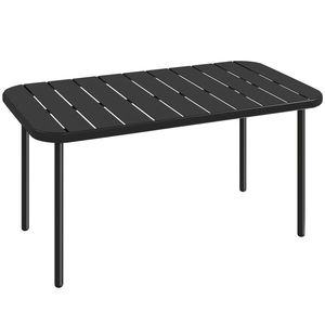 Outsunny Masă de cafea pentru exterior, masă metalică dreptunghiulară rezistentă la intemperii pentru patio cu blat tip lamele pentru exterior | Aosom Romania imagine