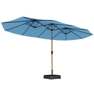 Outsunny Umbrelă de grădină dublă 5 x 3 m umbrelă de exterior cu bază inclusă, manivelă, protecție UV, albastru | Aosom Romania imagine