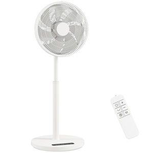 HOMCOM Ventilator pe picior, diametru 39 cm, 12 viteze, 4 moduri, temporizator 9H, oscilație 120°, înălțime reglabilă, alb | Aosom Romania imagine