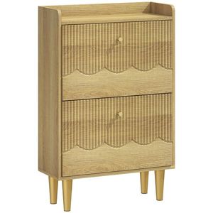 HOMCOM Dulap pentru încălțăminte 12 perechi, dulap îngust pentru încălțăminte, 2 sertare rabatabile polițe reglabile, 60x24x92cm, stejar | Aosom Romania imagine