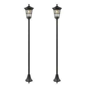 Outsunny Set de 2 Felinare Solare de Grădină 1.86 m, Lămpi de Exterior din Oțel Inoxidabil cu Înălțime Reglabilă, 2 Moduri de Lumină, IP44 Impermeabil pentru Terasă Curte Alei | Aosom Romania imagine