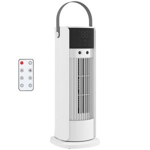 HOMCOM Ventilator de birou cu ceață lumină RGB 3 viteze oscilație de 90° temporizator de 10H telecomandă alb | Aosom Romania imagine