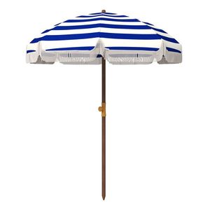 Outsunny Umbrelă de Plajă cu Franjuri Ø190x210 cm cu Protecție UV40+ Rezistentă la Vânt Impermeabilă Husă de Transport Albastru și Alb | Aosom Romania imagine