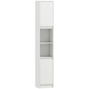HOMCOM Coloană de baie, mobilier de depozitare cu 2 uși, 2 compartimente deschise, , 30 x 24 x 170 cm, alb | Aosom Romania imagine