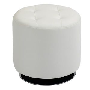 HOMCOM Suport pentru picioare living rotativ la 360°, ottoman rotund tapițat în PU cu bază din oțel, Ø 45, 5 x 44, 5 cm, alb | Aosom Romania imagine