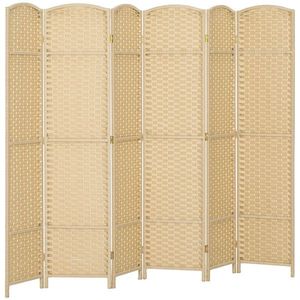 HOMCOM Paravan interior din lemn 6 panouri 240 x 170 cm separator de cameră pliabil pentru living, dormitor, natural | Aosom Romania imagine