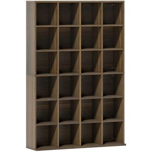 HOMCOM Mobilier de depozitare multimedia 456 CD/ 336 DVD - bibliotecă din lemn cu rafturi reglabile, 89 x 130, 5 cm, maro | Aosom Romania imagine