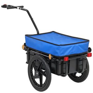 HOMCOM Remorcă bicicletă 40 kg, capac din material Oxford, reflectoare și cadru din oțel, 144x59x80 cm, albastru | Aosom Romania imagine