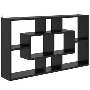 HOMCOM Etajeră de Perete Decorativă Etajeră pentru Cărți, CD-uri cu 8 Cuburi 85x14, 5x47, 5 cm Negru | Aosom Romania imagine