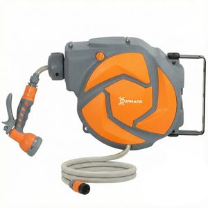 DURHAND Furtun retractabil de perete cu derulator 10+1 m, retragere automată și duză cu 7 funcții, rotire 180° | Aosom Romania imagine