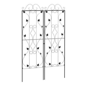 Outsunny Spalier din oțel set 2 buc. pentru înfigere, rezistent la rugină, suport cu frunze 50 x 181 cm Negru | Aosom Romania imagine
