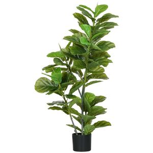 HOMCOM Plantă Ficus artificială, înălțime 110 cm cu 90 de frunze și ghiveci pentru living | Aosom Romania imagine