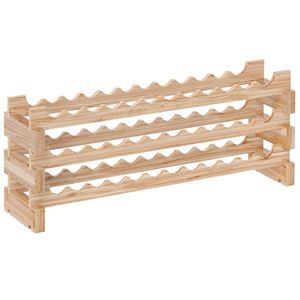 HOMCOM Suport pentru 36 sticle, etajeră pentru vin cu 3 niveluri modulare, 114×28×42, 5cm, lemn natural | Aosom Romania imagine