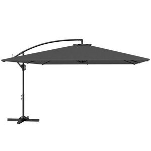 Outsunny Umbrelă Laterală cu Acoperiș Reglabil, Bază în Cruce, Orificii de Ventilație și Manivelă, 355x390x250 cm, Gri | Aosom Romania imagine